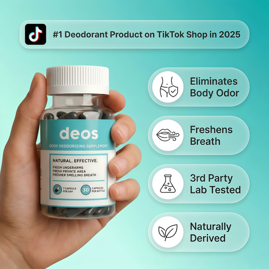 DEOS Internal Deodorant Supplement – Full Body Deodorizer for Gut Health, Skin Health, Detox & Digestion Support – Natural Odor Control Chlorophyll Pills | 30 Capsules